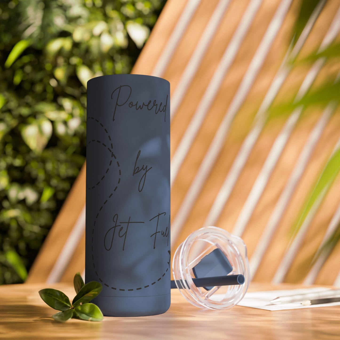 Powered by Jet Fuel- Green Matte Skinny Tumbler
