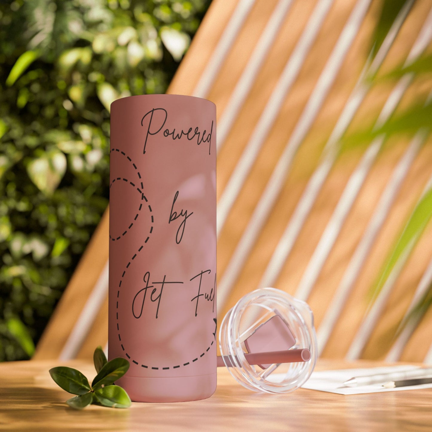 Powered by Jet Fuel- Green Matte Skinny Tumbler