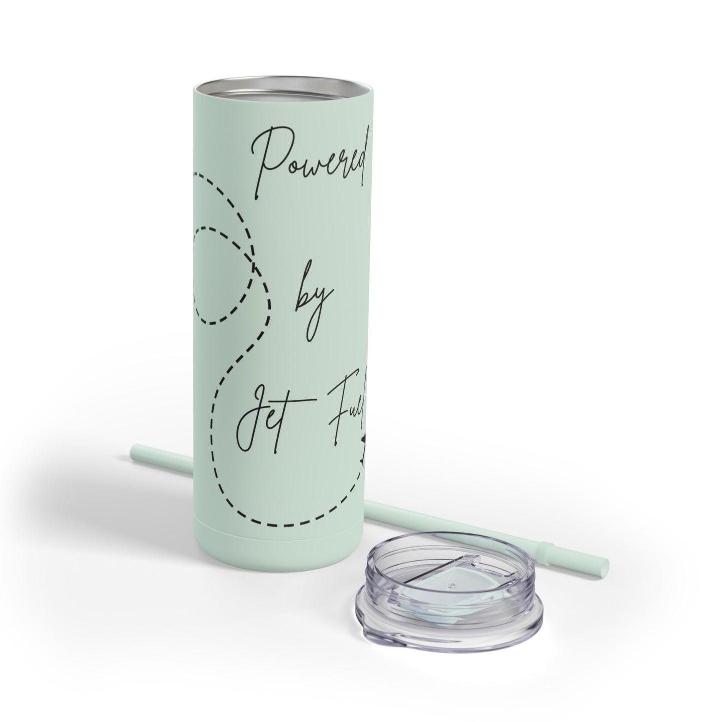Powered by Jet Fuel- Green Matte Skinny Tumbler