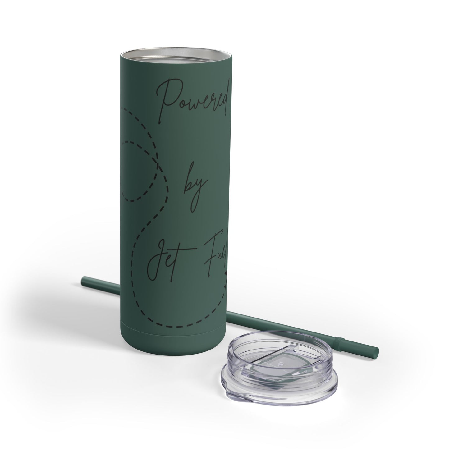 Powered by Jet Fuel- Green Matte Skinny Tumbler